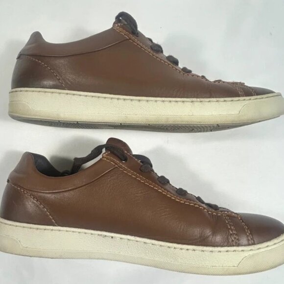 Bruno Magli Diego Sneakers Men\'s Cognac Low Top Shoes Brown Leather Size 9